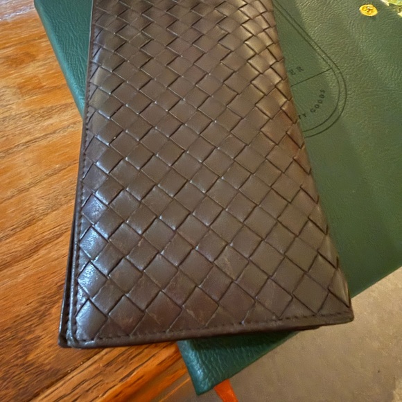 Bottega Veneta Handbags - Bottega Veneta Dark Brown Intrecciato Leather Wallet